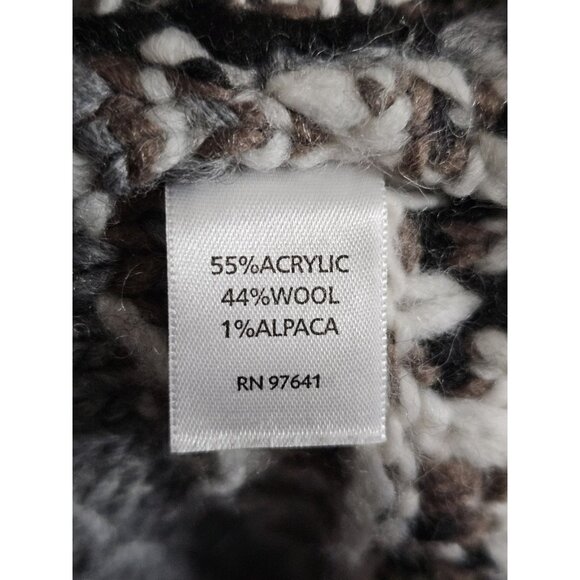 J.Jill Women’s Large Gray Striped Open Front Chunky Knit Cardigan Sweater Cozy - Picture 5 of 7